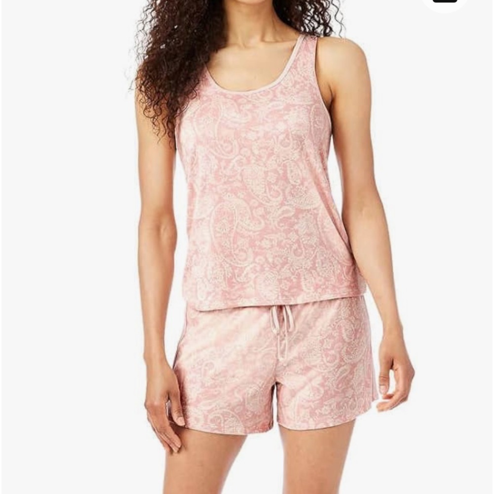 50%offw❤️ Lucky Brand 2 Piece Pj Set Shorts Tank S Pink Paisley sk0006